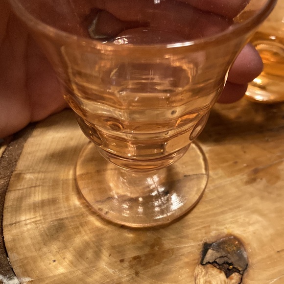 SET PADEN CITY GLASS PARTY LINE CHERIGLO PINK BLOCK OPTIC 3" WINE TUMBLER 1928- - Picture 7 of 7